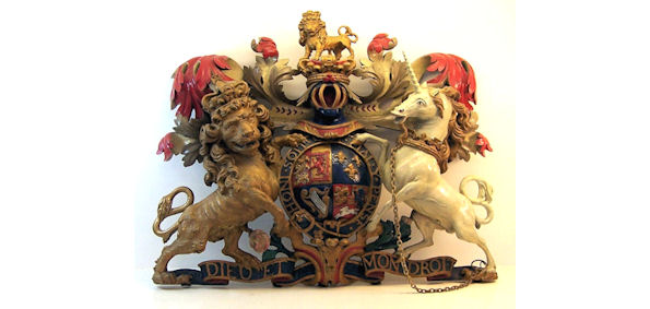 Carved oak polychrome Coat of Arms 