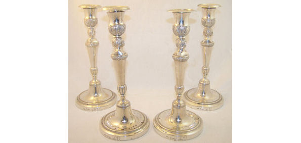Four 19th Century Spanish silver Candlesticks